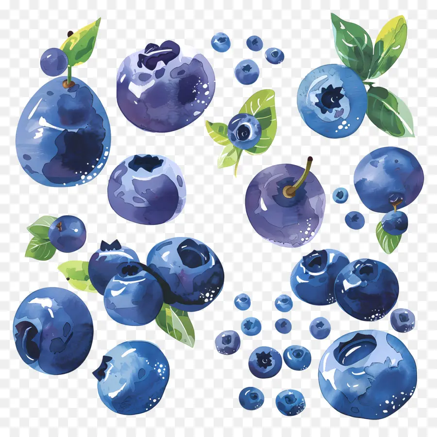 Blueberry，Lukisan Cat Air PNG