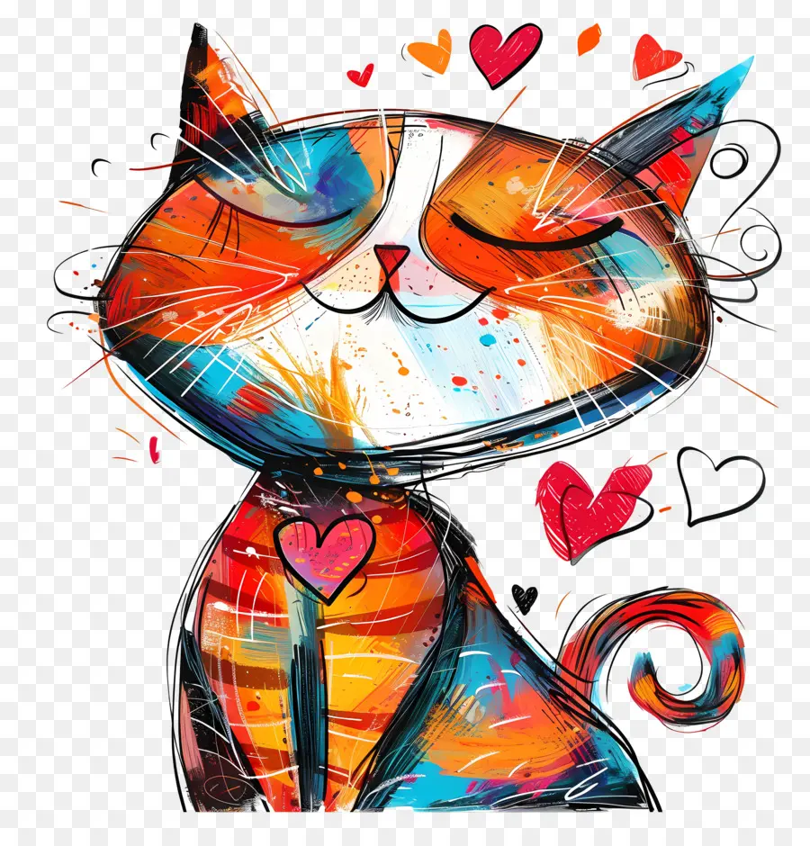 Kucing，Hari Valentine PNG