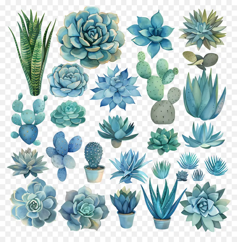 Tanaman Sukulen，Tumbuhan Succulent Biru PNG