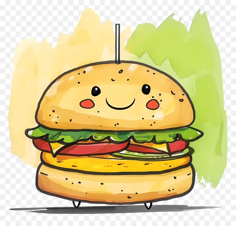 Kartun Hamburger，Burger Bahagia PNG