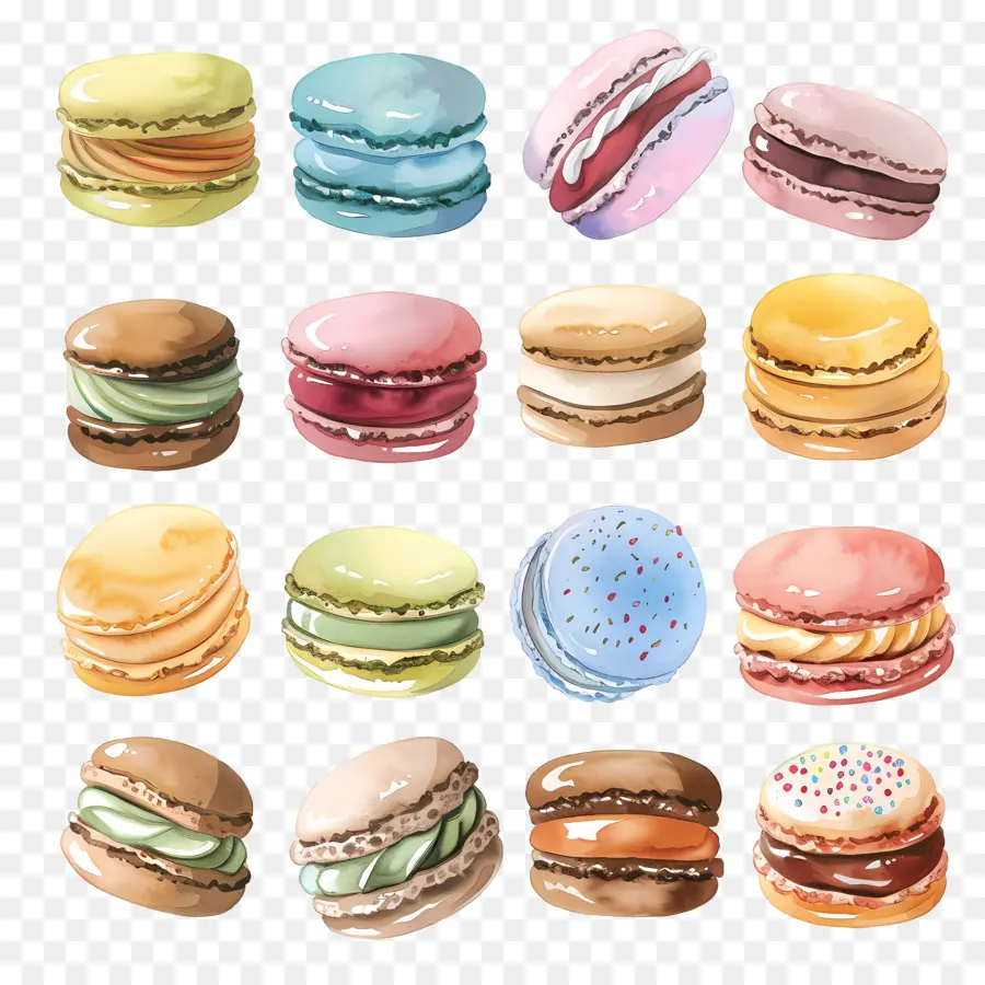 Macarons，Warna Warni PNG