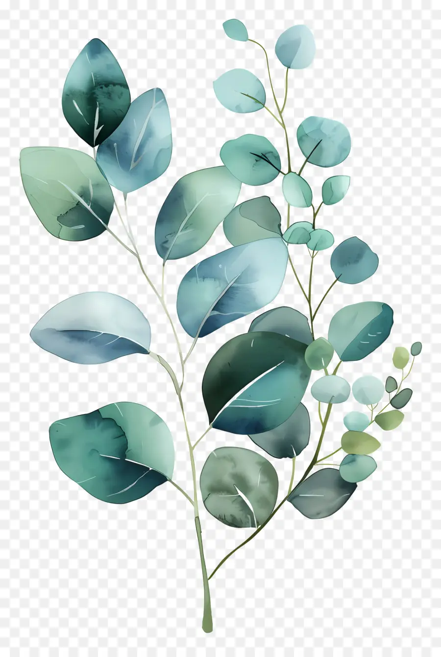 Cabang Eucalyptus，Lukisan Cat Air PNG