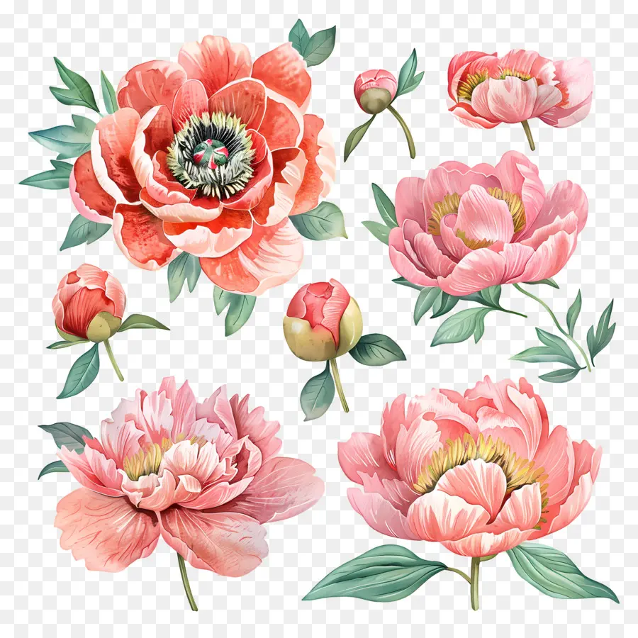 Bunga Peony，Pink Peony PNG