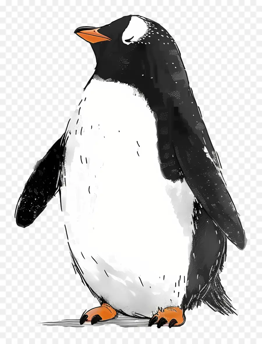 Kartun Penguin，Sweter Hitam Dan Putih PNG