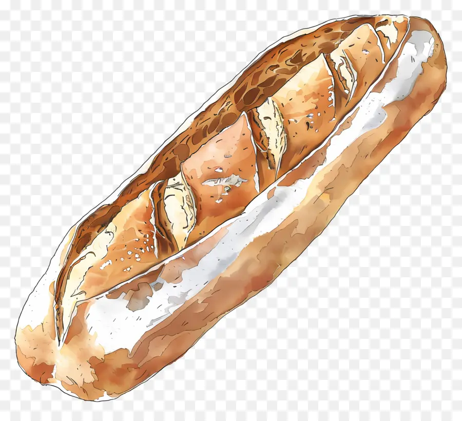 Baguette，Lukisan Cat Air PNG