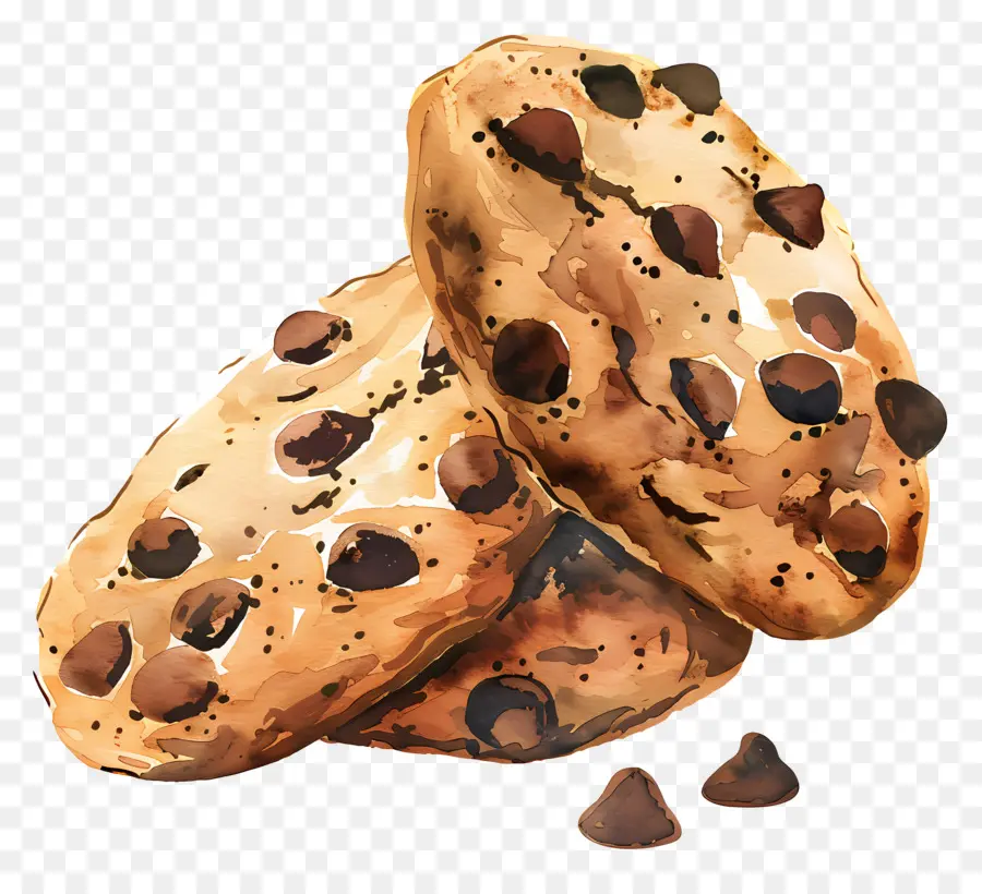 Chocolate Chip Cookie，Lukisan Cat Air PNG