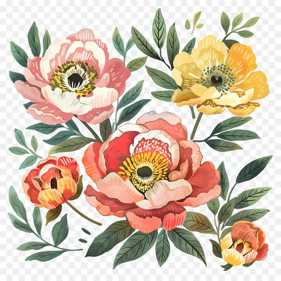 Bunga Peony，Bunga Yang Semarak PNG