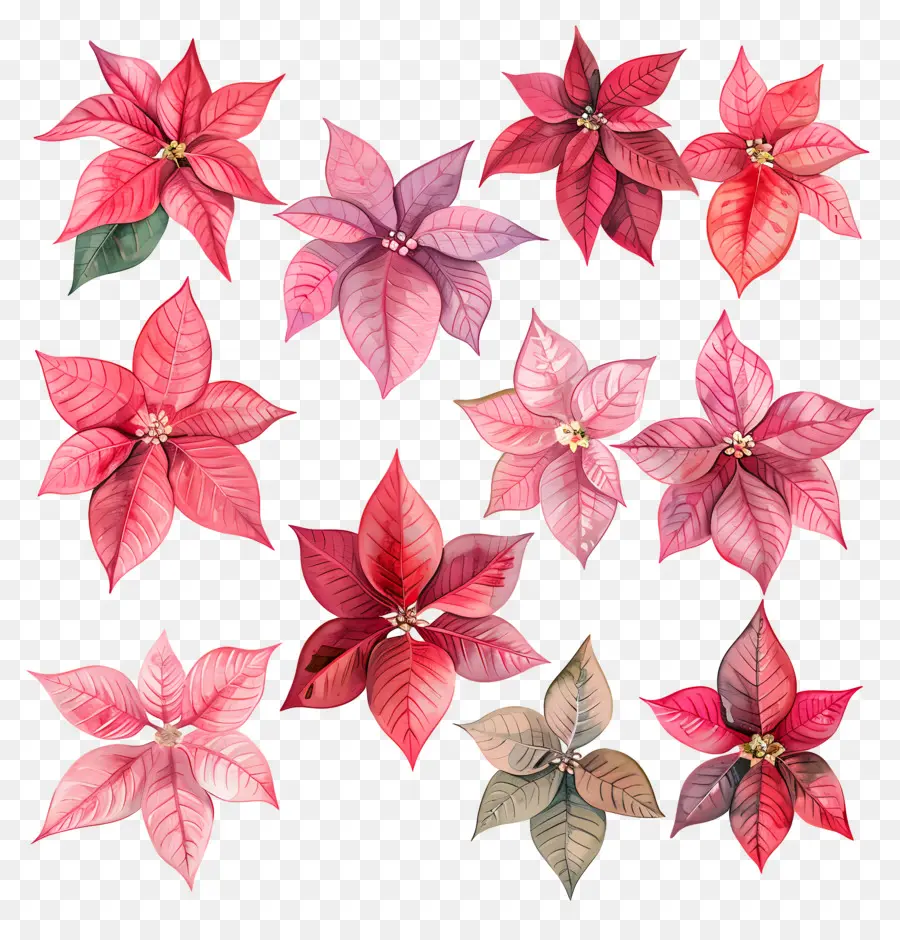 Poinsettia，Bunga Bunga Merah PNG