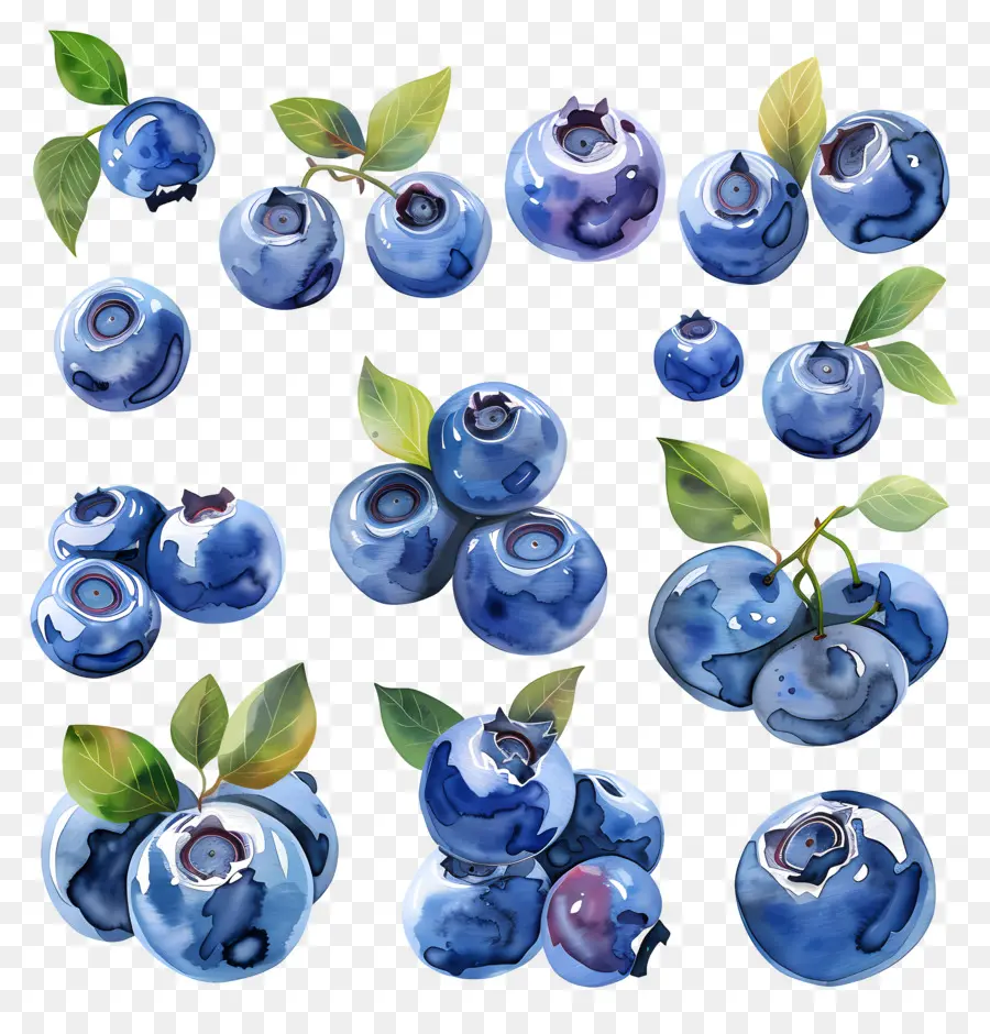 Blueberry，Lukisan Cat Air PNG