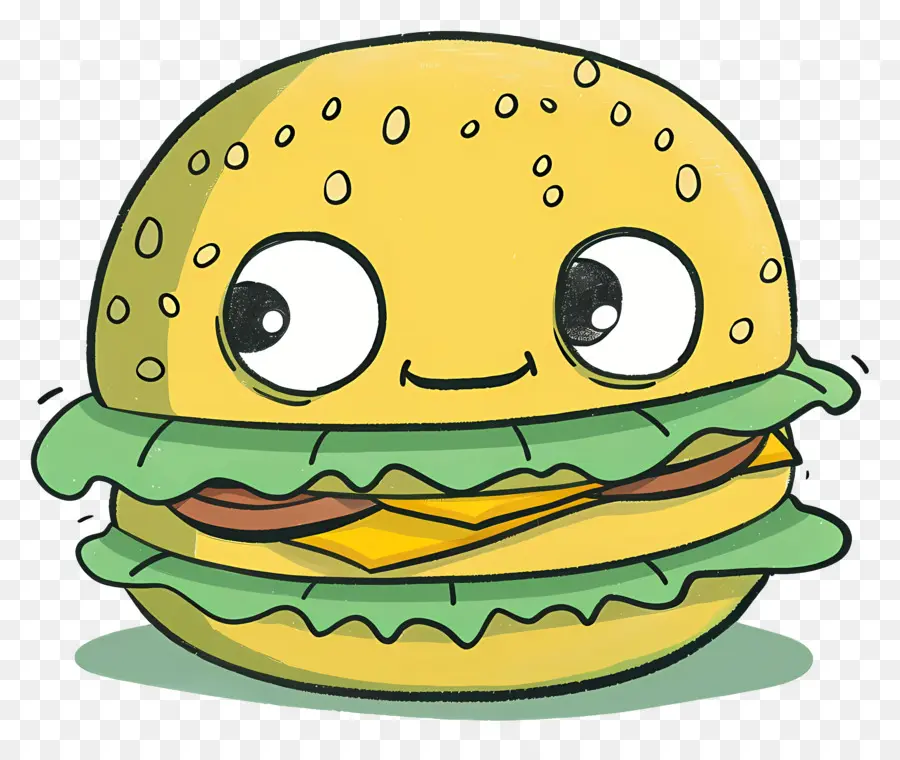 Kartun Hamburger，Wajah Bahagia PNG