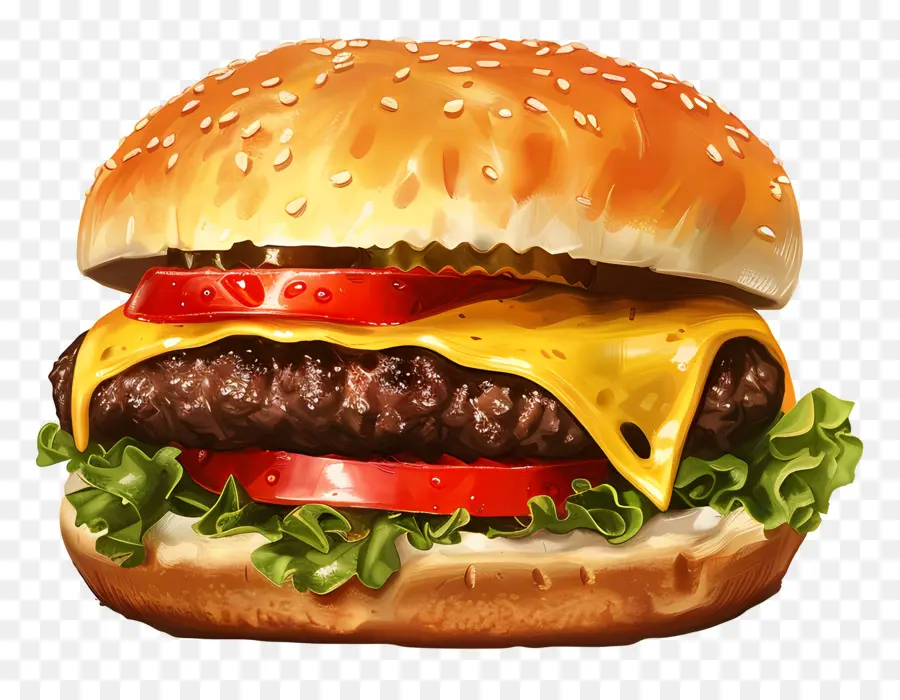 Burger Keju，Hamburger PNG