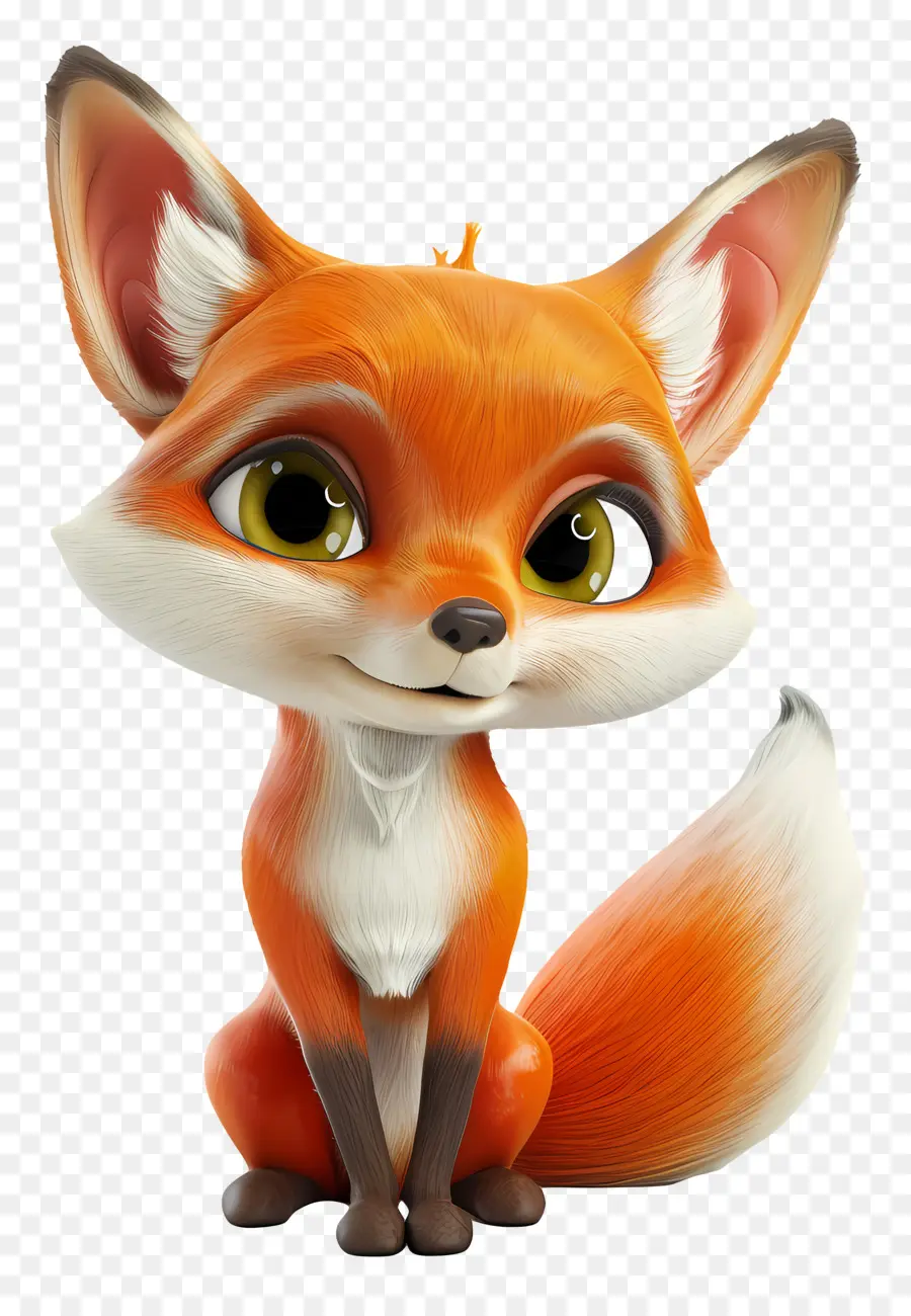 3d Little Fox，Rubah Merah PNG