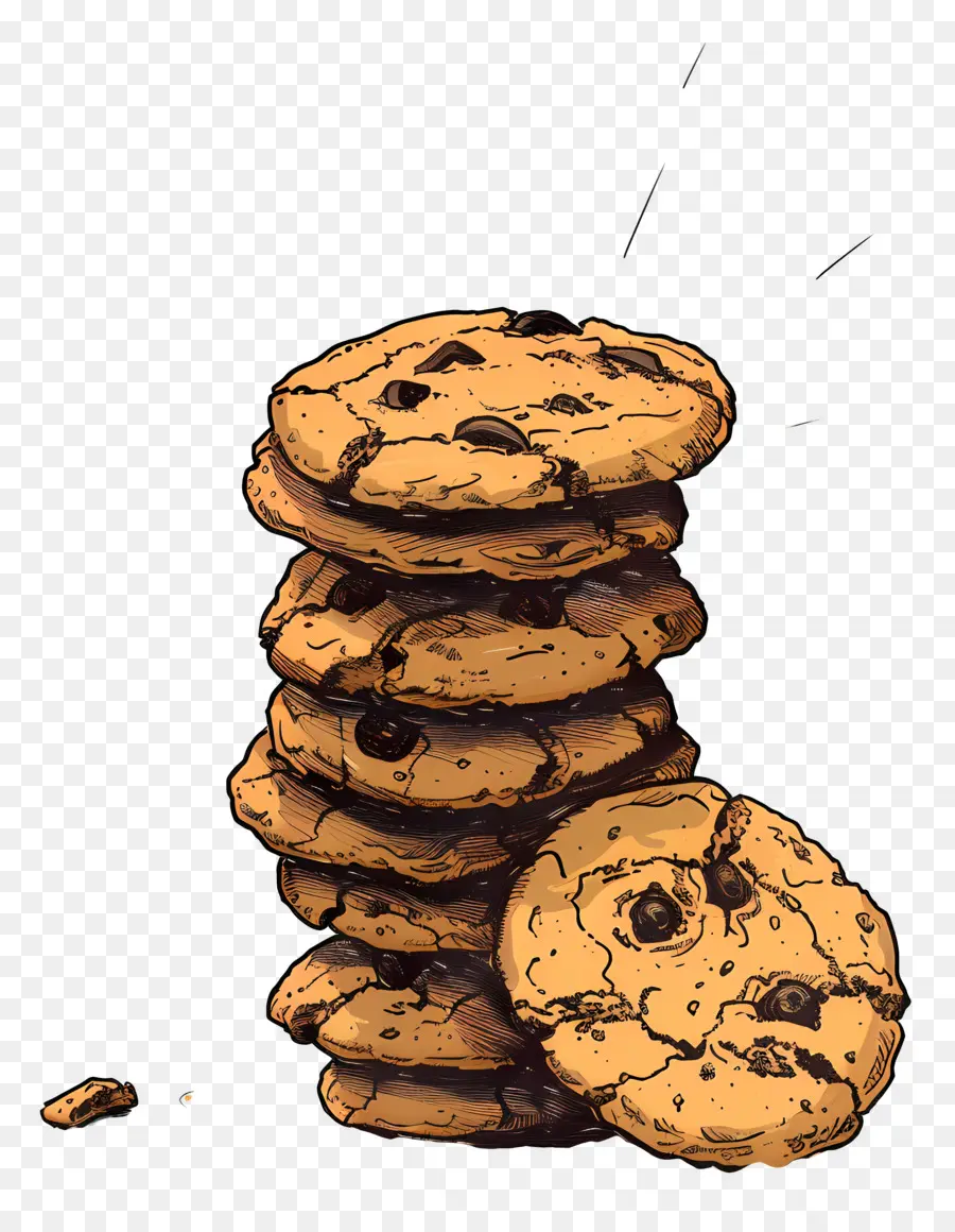 Tumpukan Kue，Chocolate Chip Cookie PNG