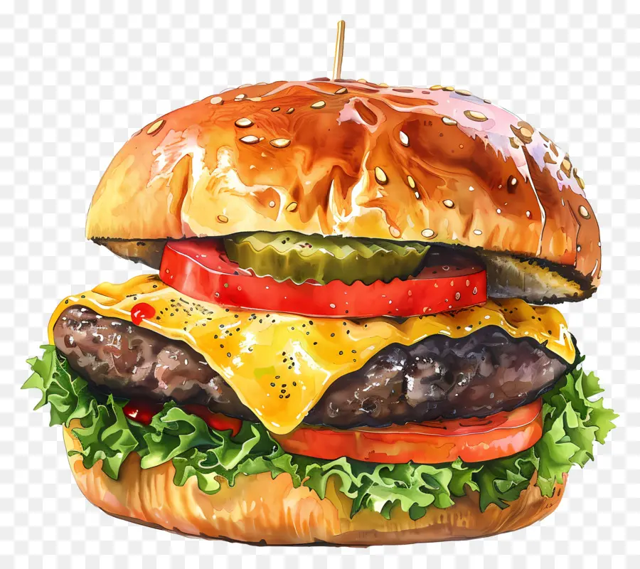 Burger Keju，Hamburger PNG