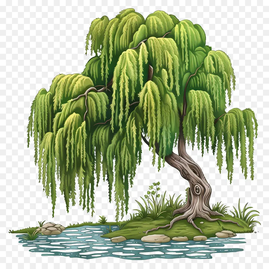 Pohon Willow，Air PNG