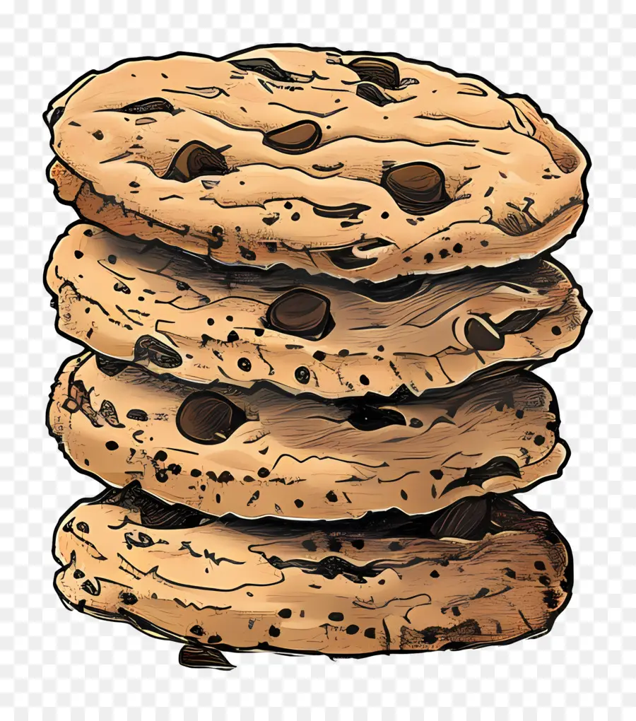 Tumpukan Kue，Chocolate Chip Cookie PNG