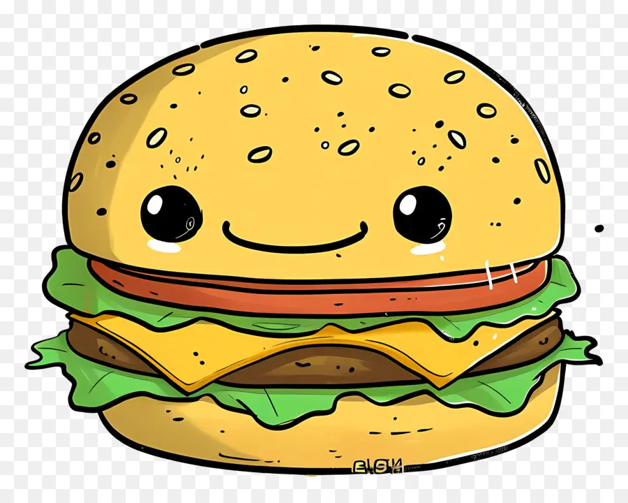 Kartun Hamburger，Happy Hamburger PNG