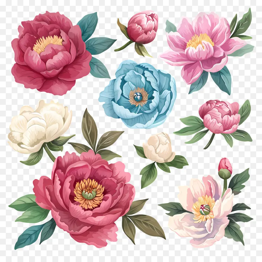 Bunga Peony，Peony Buket PNG