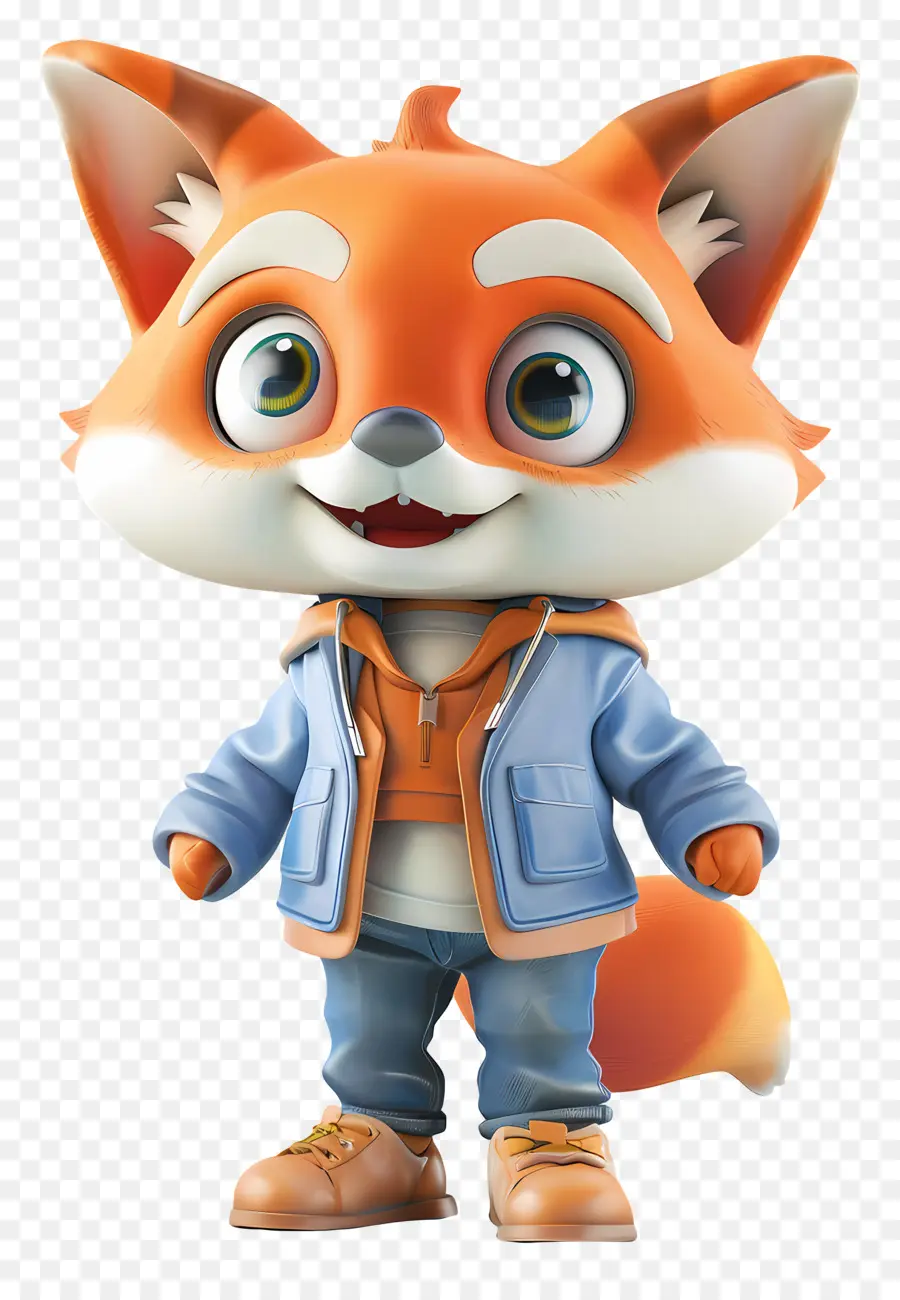 3d Little Fox，Kartun Fox PNG