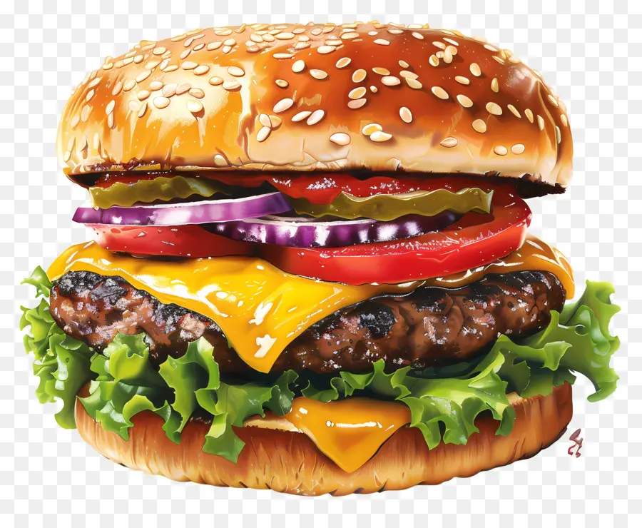 Burger Keju，Hamburger PNG