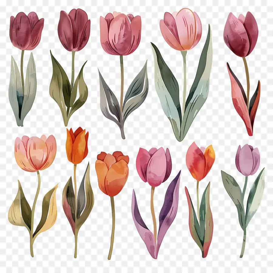 Tulip，Lukisan Cat Air PNG