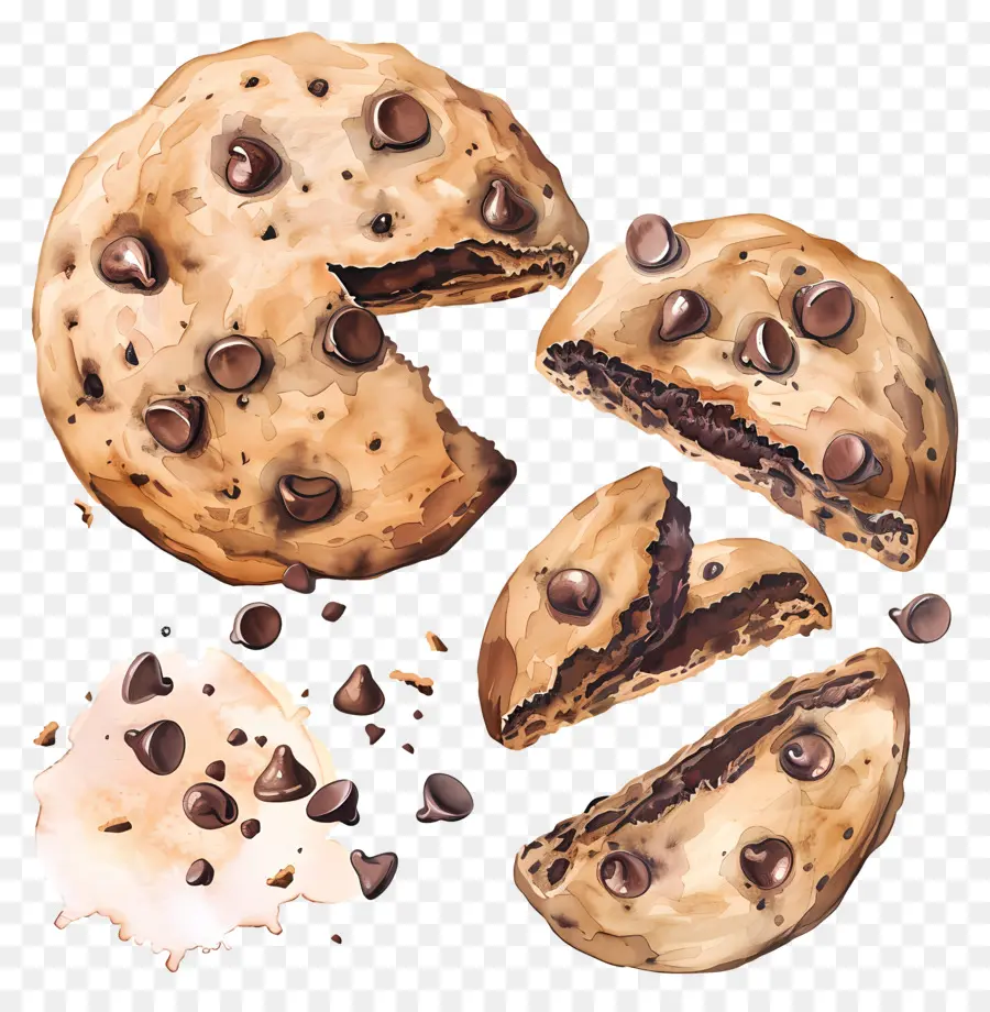 Chocolate Chip Cookie，Kue PNG