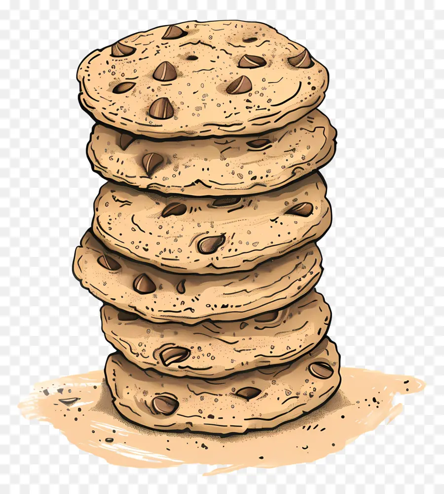 Tumpukan Kue，Chocolate Chip Cookie PNG