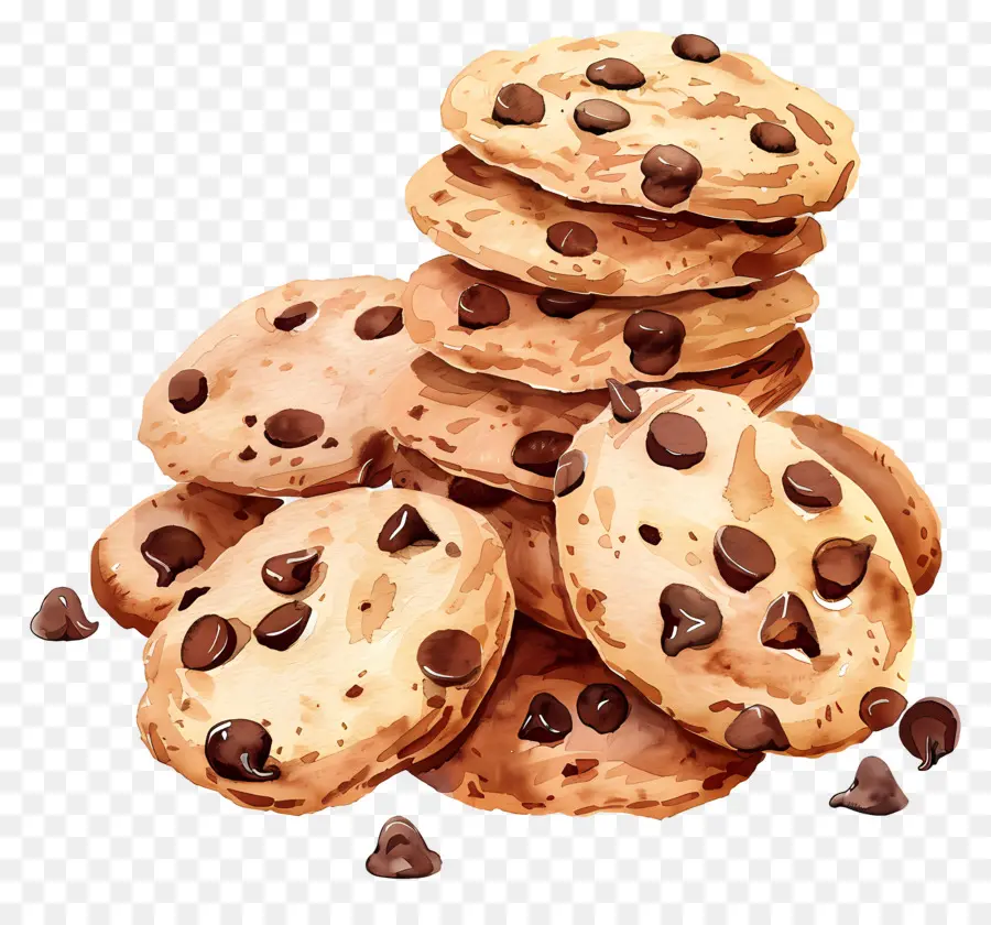 Chocolate Chip Cookie，Dipanggang PNG