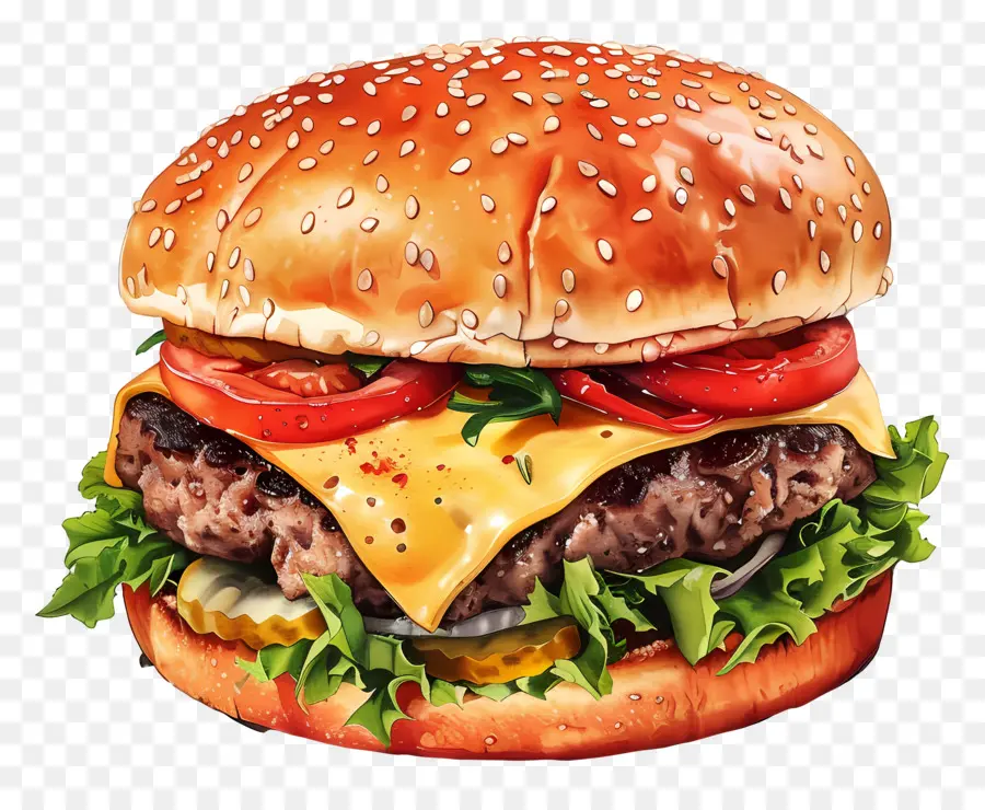 Burger Keju，Hamburger PNG