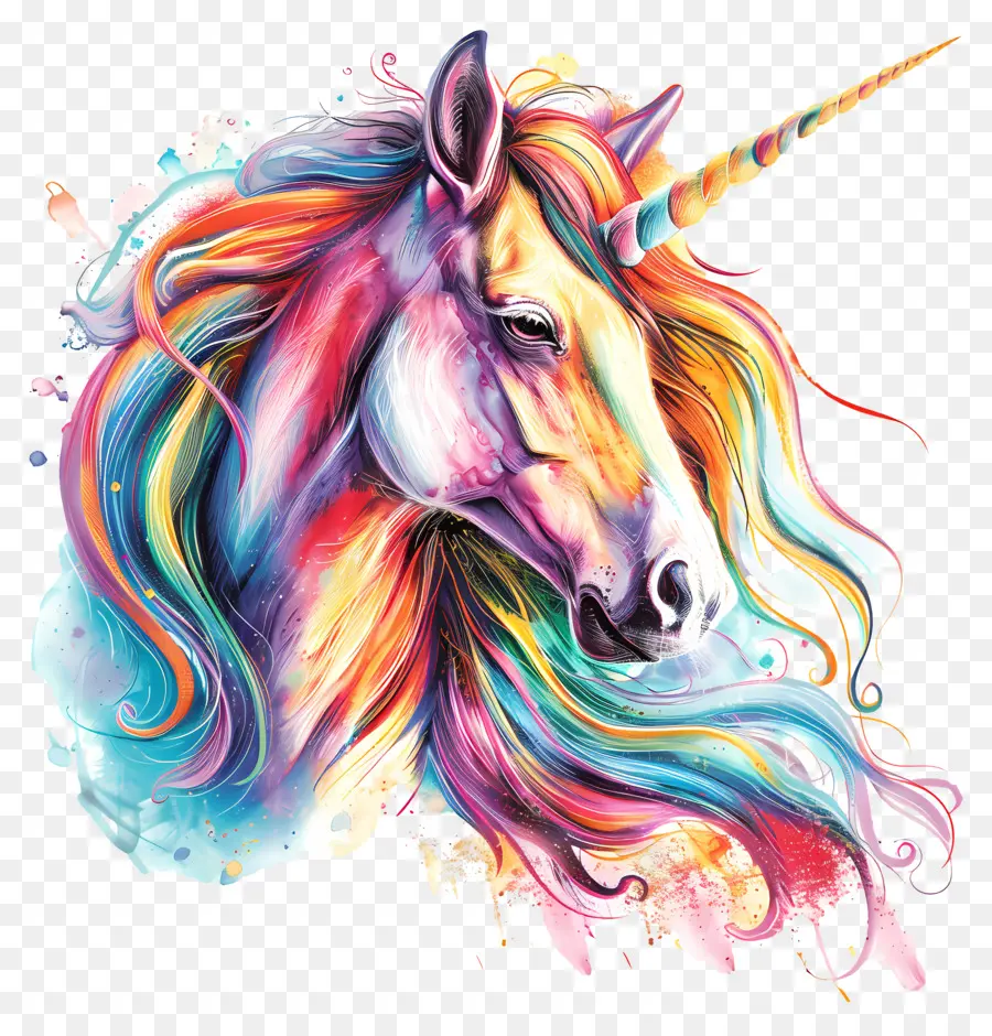 Unicorn，Lukisan Cat Air PNG