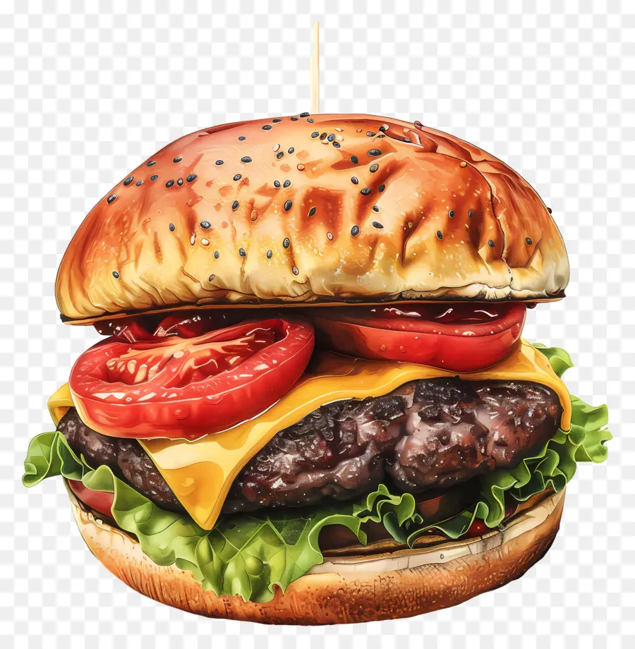 Burger Keju，Hamburger PNG