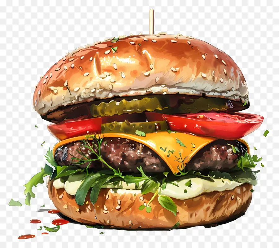 Burger Keju，Burger PNG