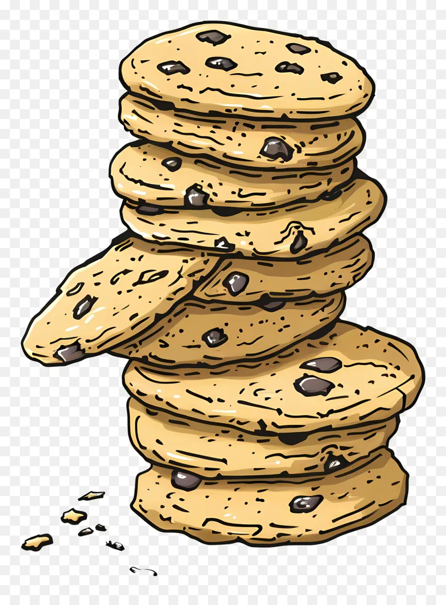 Tumpukan Kue，Chocolate Chip Cookie PNG