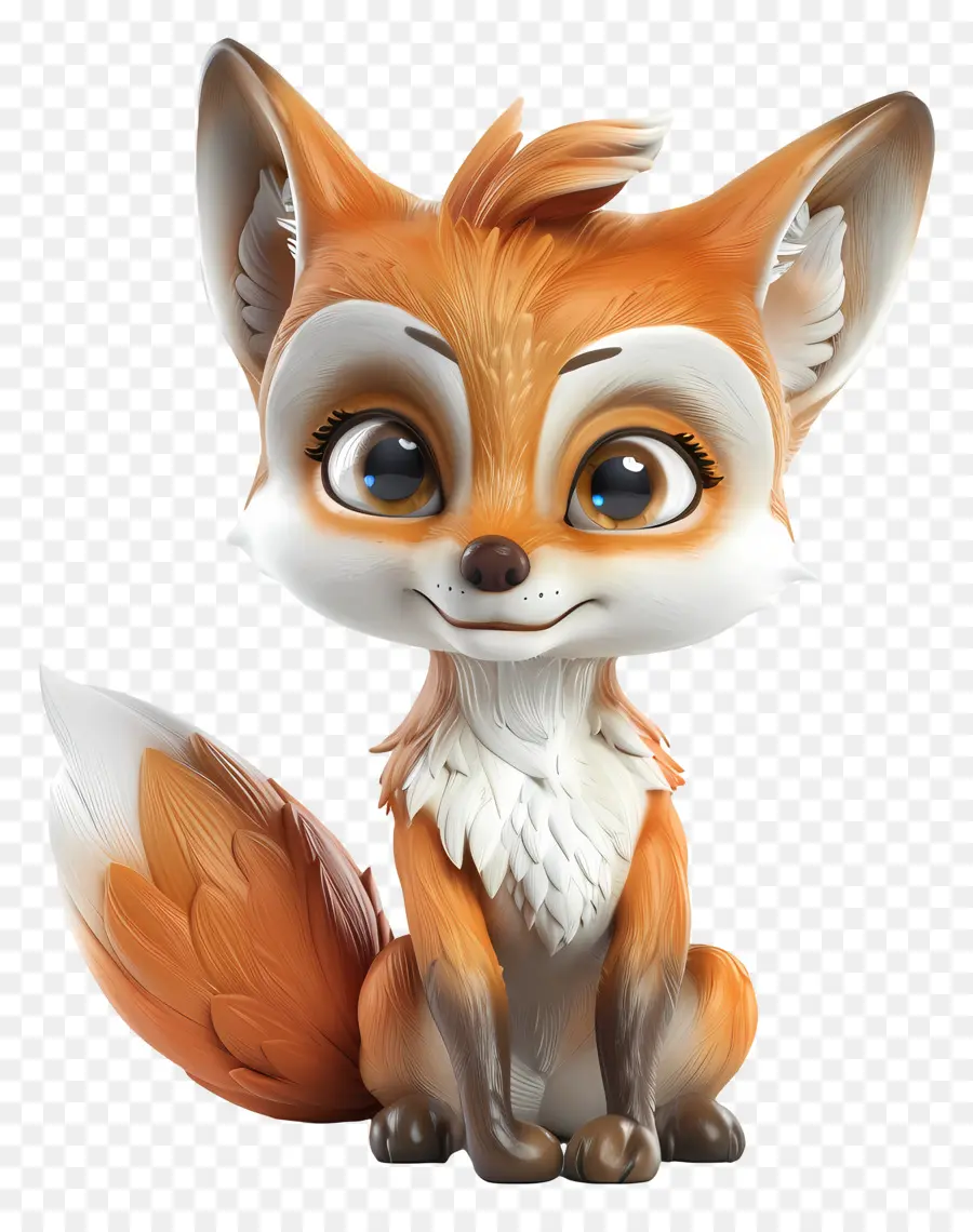 3d Little Fox，Kartun Fox PNG