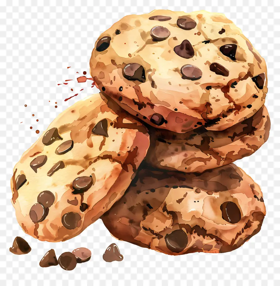 Chocolate Chip Cookie，Lukisan PNG