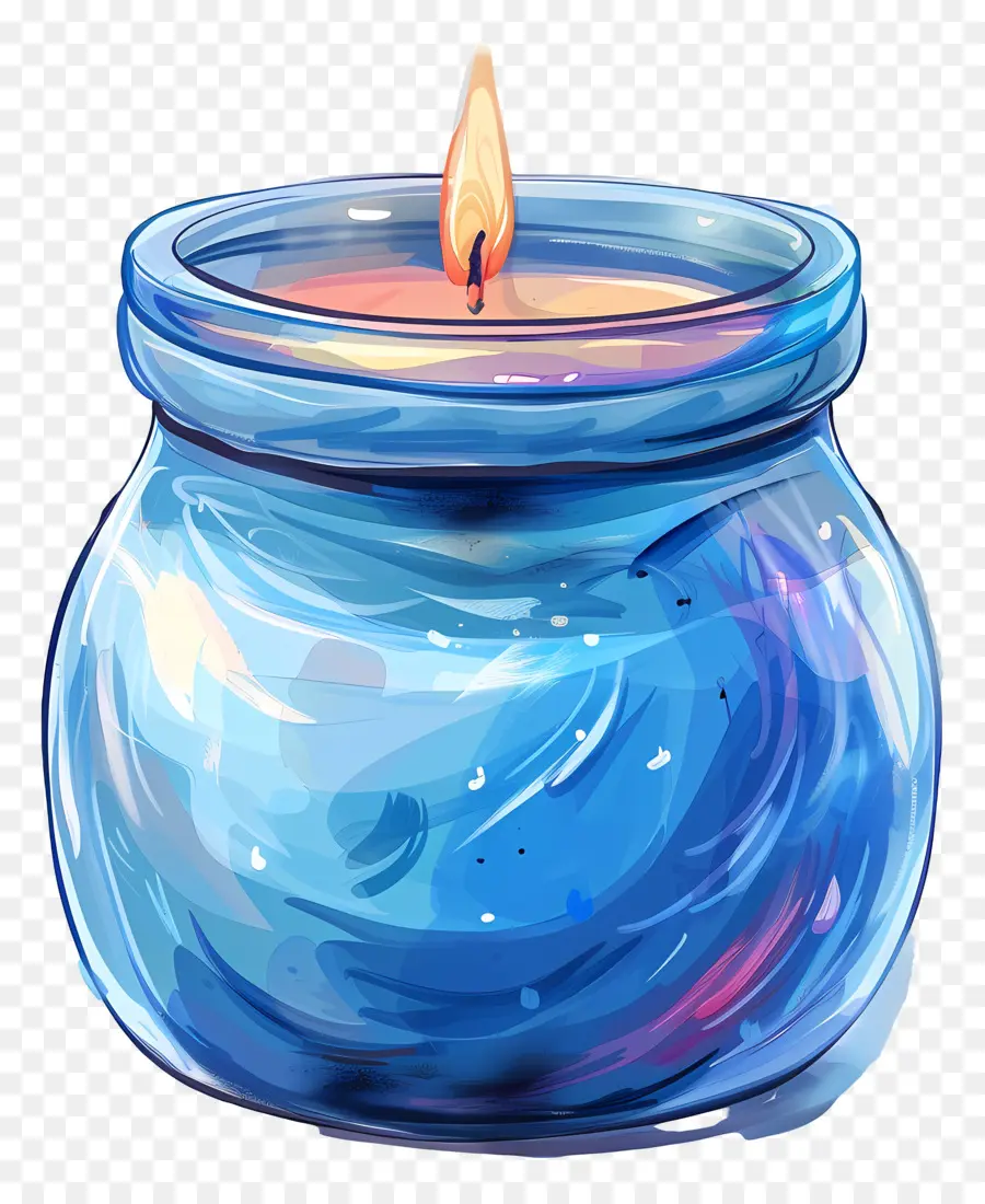 Lilin Dalam Toples，Jar Kaca Biru PNG