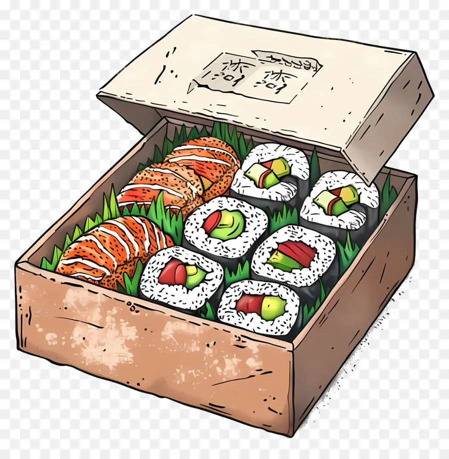 Kotak Dengan Sushi，Sushi PNG