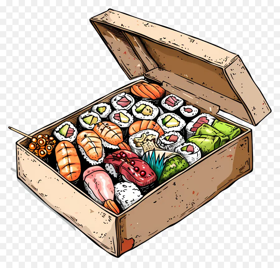 Kotak Dengan Sushi，Sushi PNG