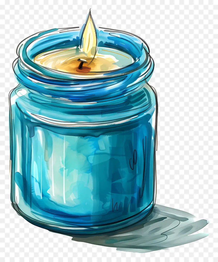 Lilin Dalam Toples，Jar Mason Biru PNG