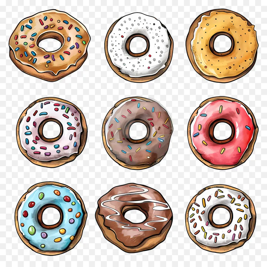 Donat，Icing Berwarna  Warni PNG