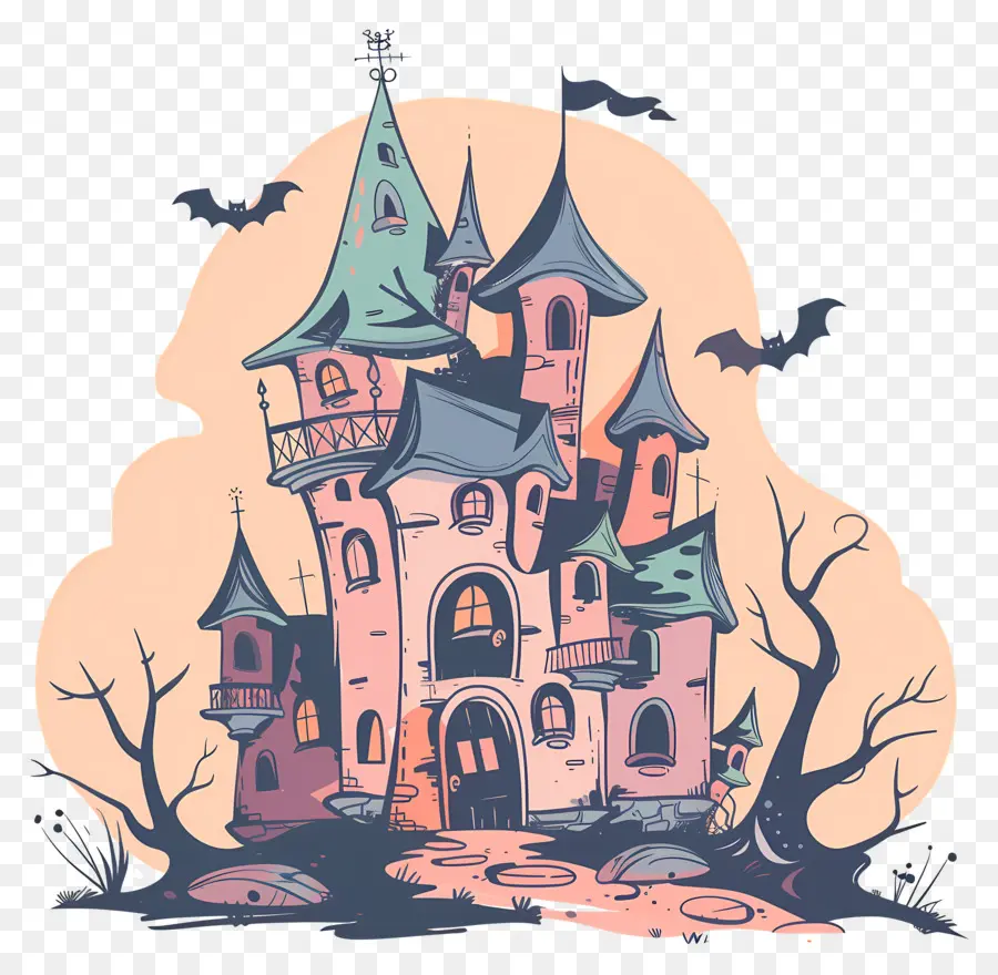 Kastil Halloween Yang Menyeramkan，Arsitektur Gothic PNG