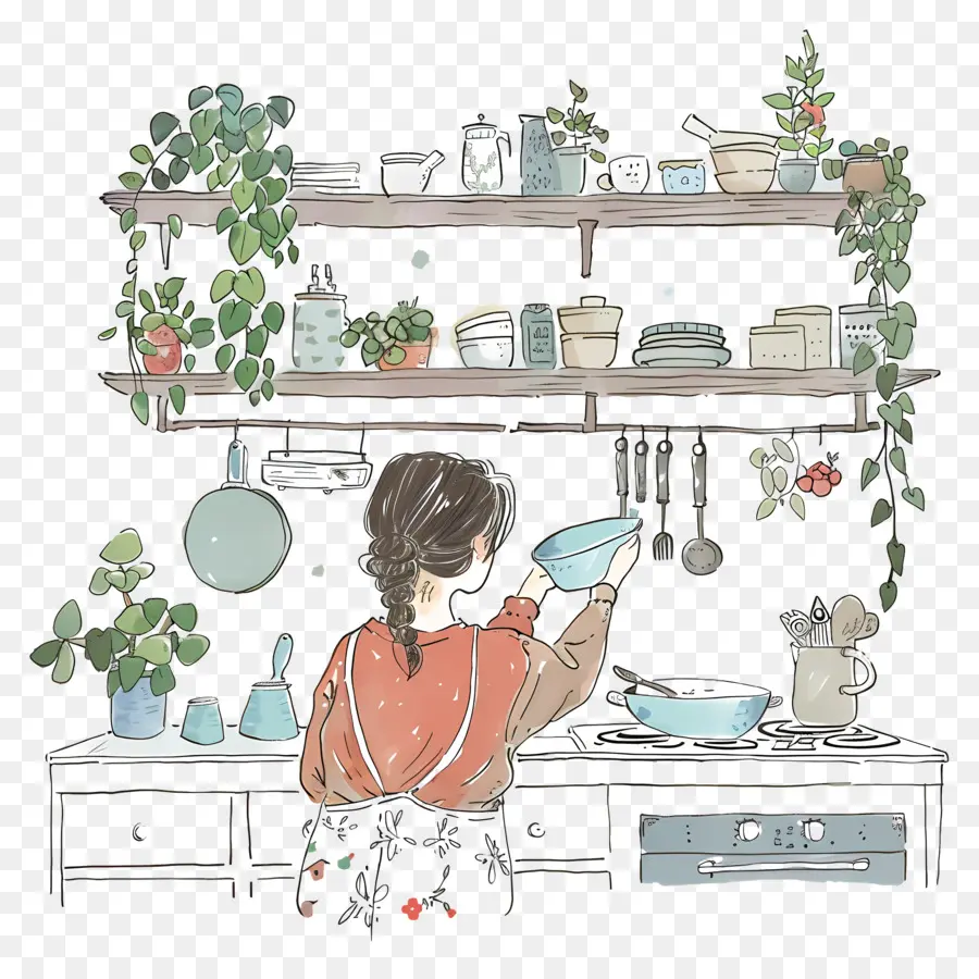 Wanita Di Dapur，Desain Dapur Modern PNG