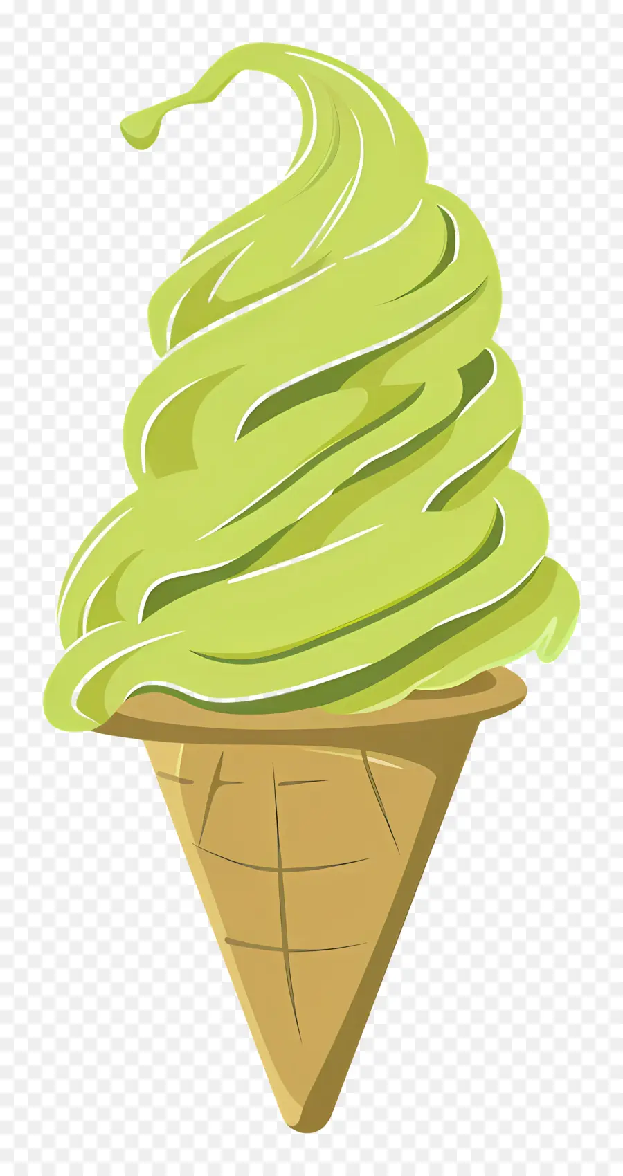 Matcha Es Krim，Kerucut Es Krim Hijau PNG