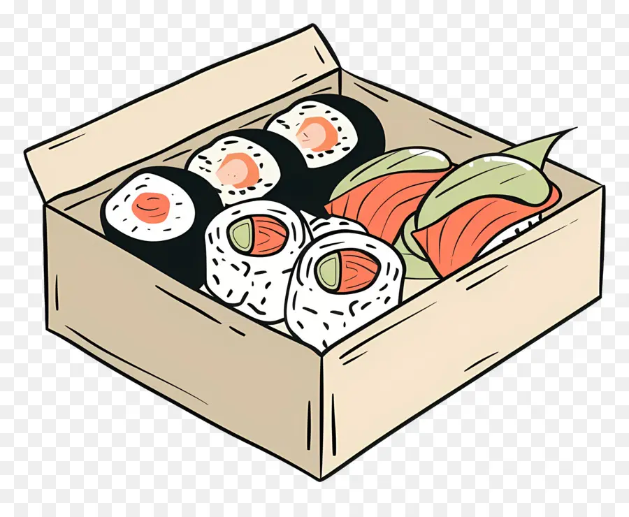 Kotak Dengan Sushi，Sushi PNG