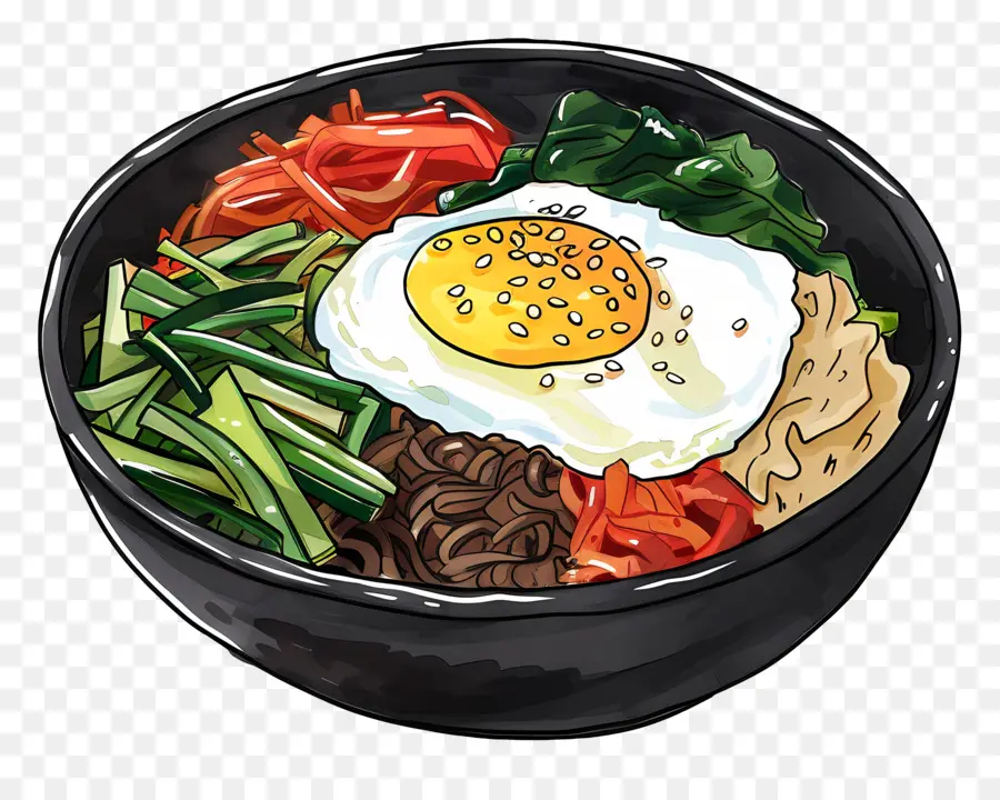 Korea Bibimbap，Makanan Asia PNG