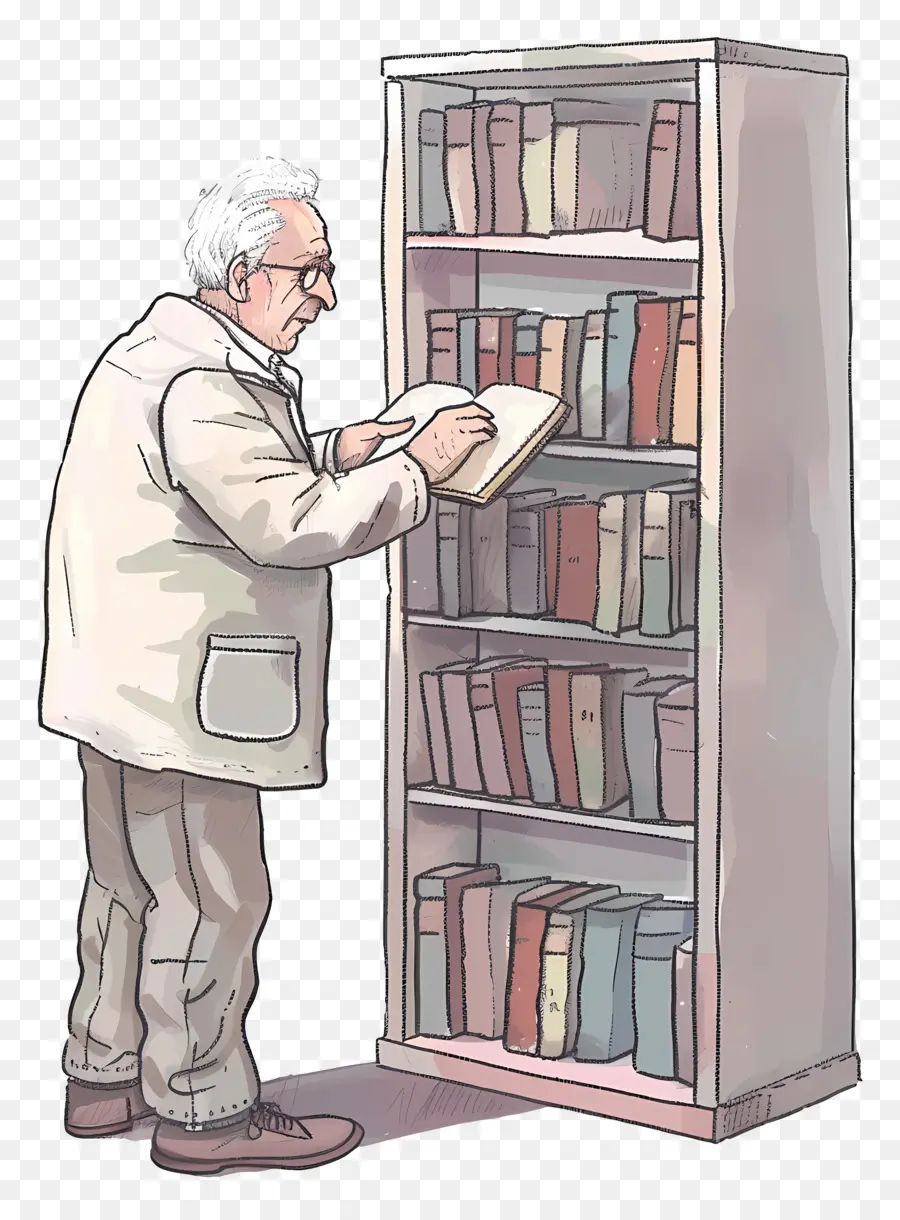 Orang Tua Mengambil Buku，Rak Buku PNG