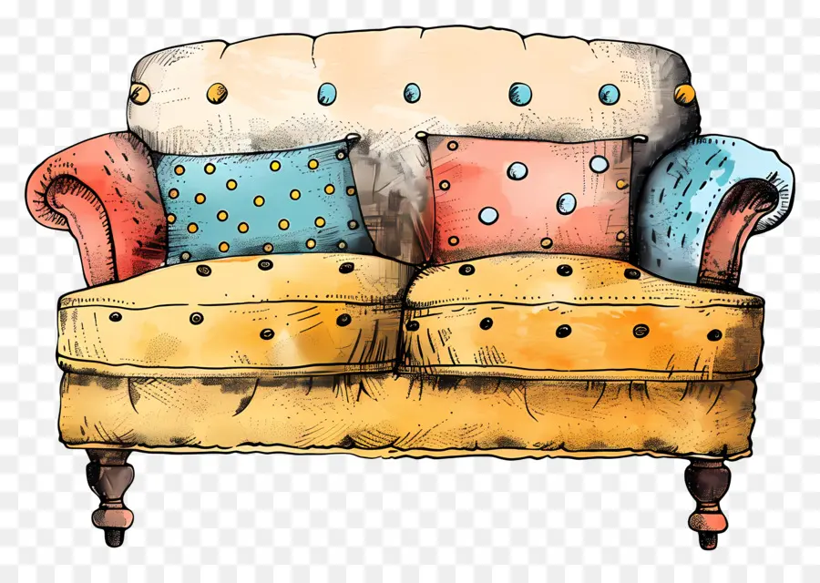 Sofa，Lukisan Cat Air PNG