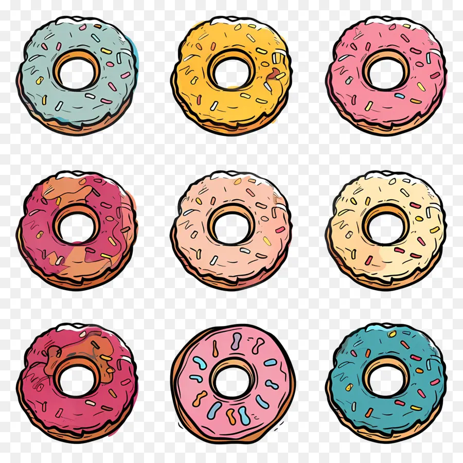 Donat，Warna Warni PNG