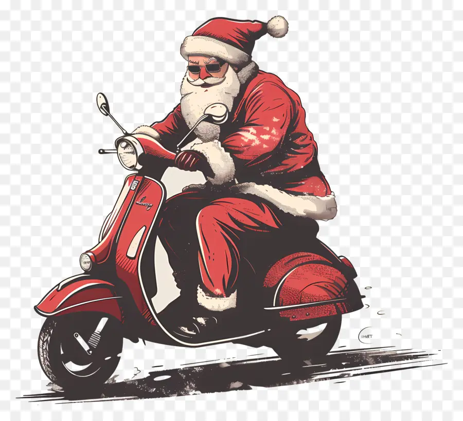 Scooter Santa Riding，Santa Claus PNG