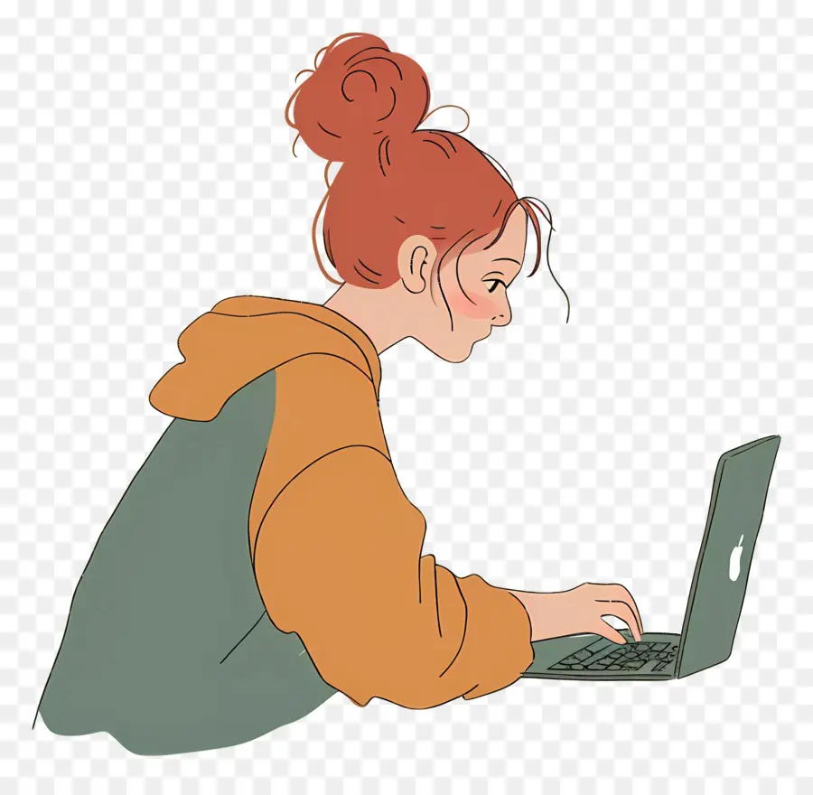 Wanita Bekerja Di Laptop，Laptop PNG